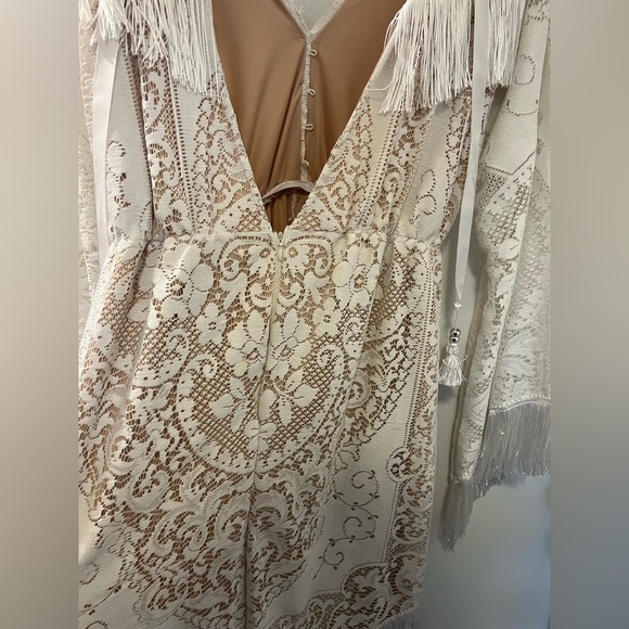 Vintage Lace Bohemian Fringe Dress Custom Made Bridal Wedding Maternity - Picture 11 of 15